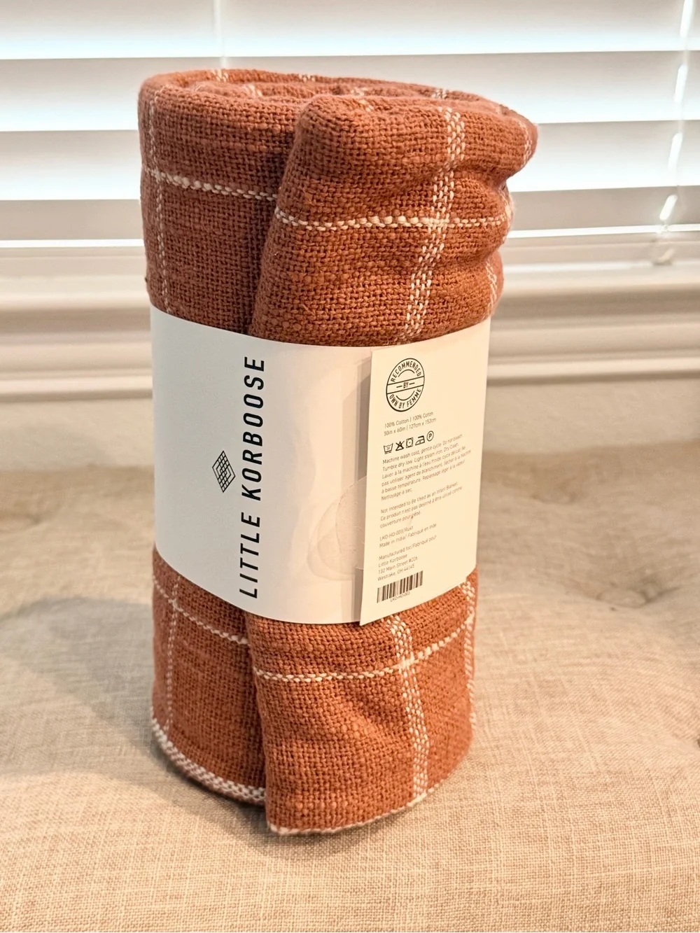 Little Korbose Woven Throw Blanket — Rust Plaid